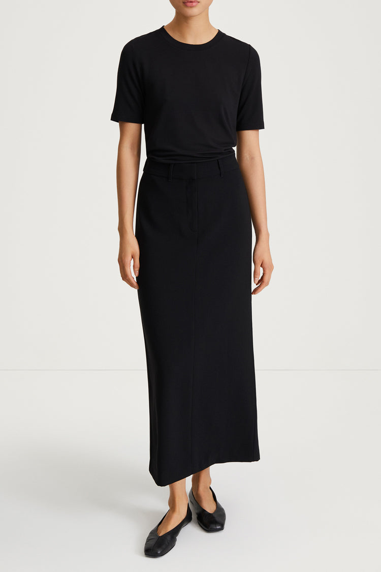 black ankle length skirt crepe stylein berkeley front