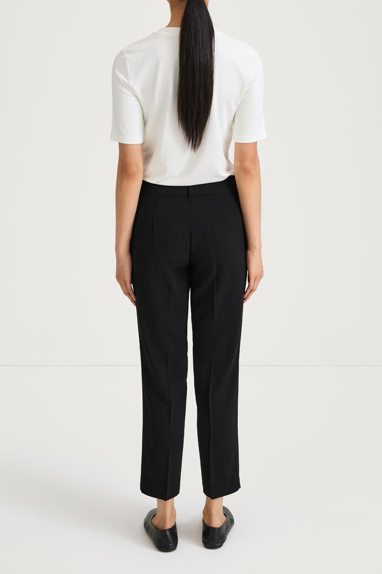 black ankle length suit trousers stylein black back