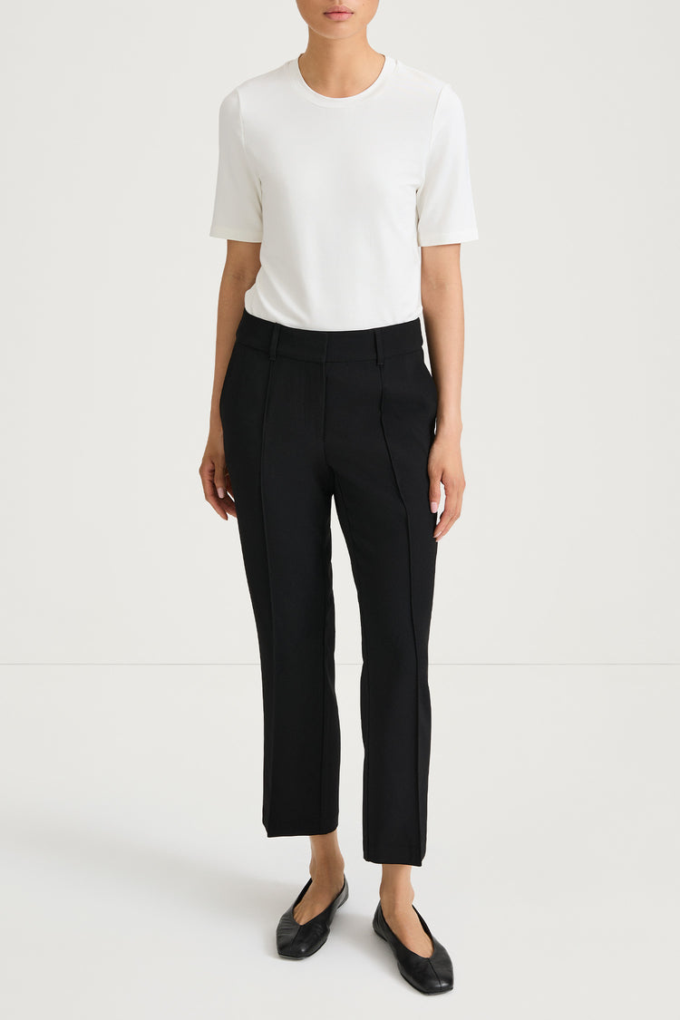 black ankle length suit trousers stylein black front