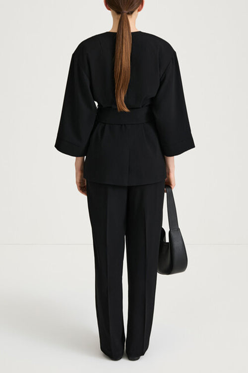 black belted blazer stylein balsas back