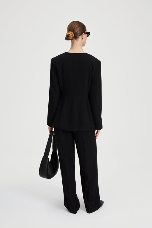 Brielle blazer cinched waist black stylein back image