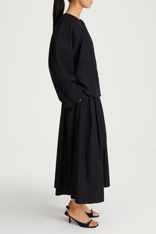 black draped blouse cotton stylein junina side