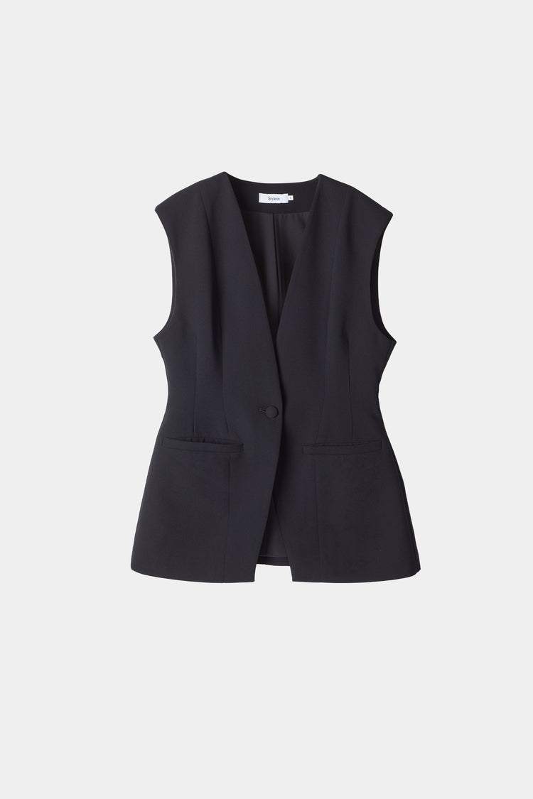 Briella blazer vest cinched waist black stylein packshot