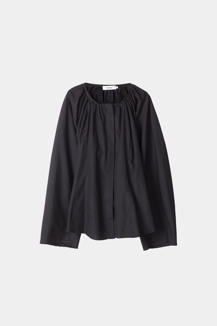 black draped blouse cotton stylein junina packshot