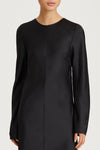 black dress satin long stylein monica detail