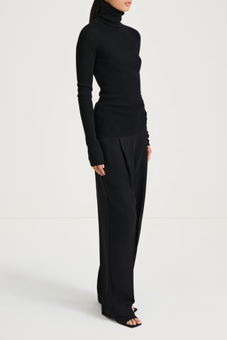 black fine knit turtle neck stylein helea side