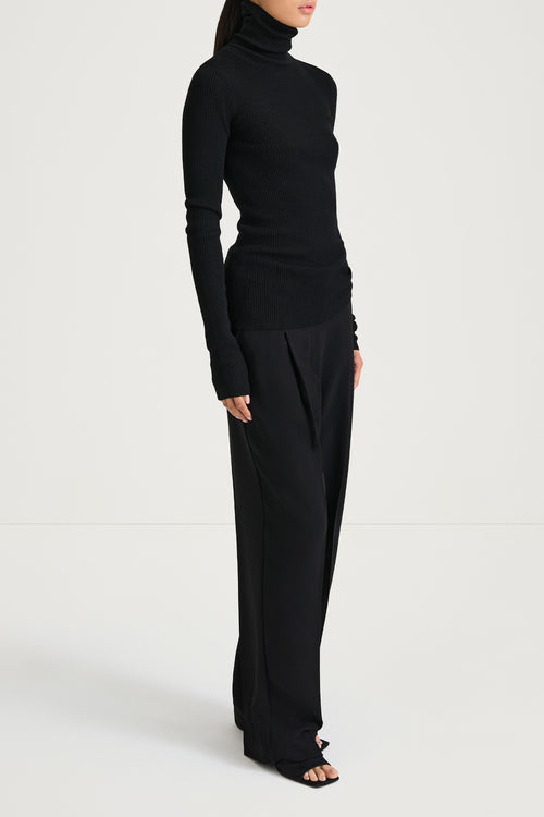 black fine knit turtle neck stylein helea side