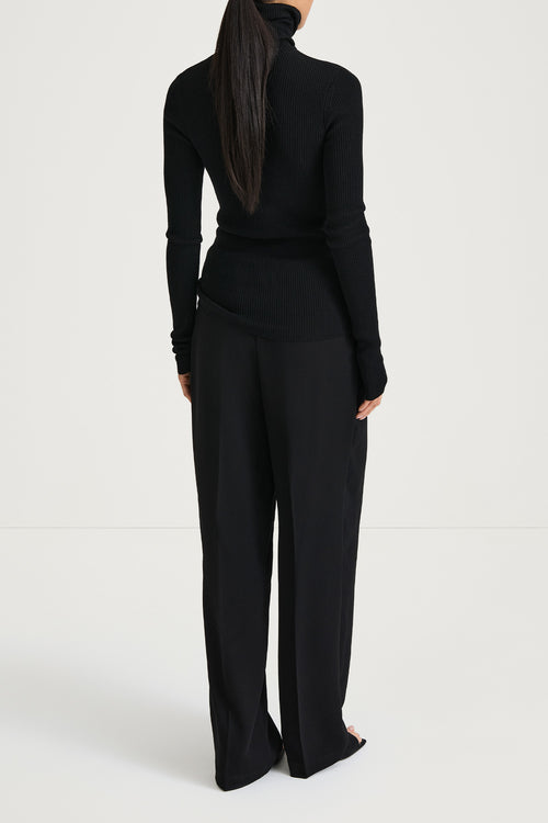 black fine knit turtle neck stylein helea back