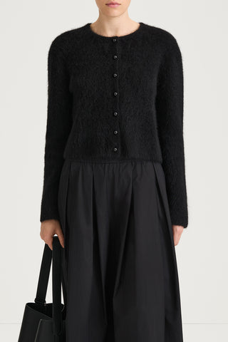 black knitted cardigan stylein nessa close up