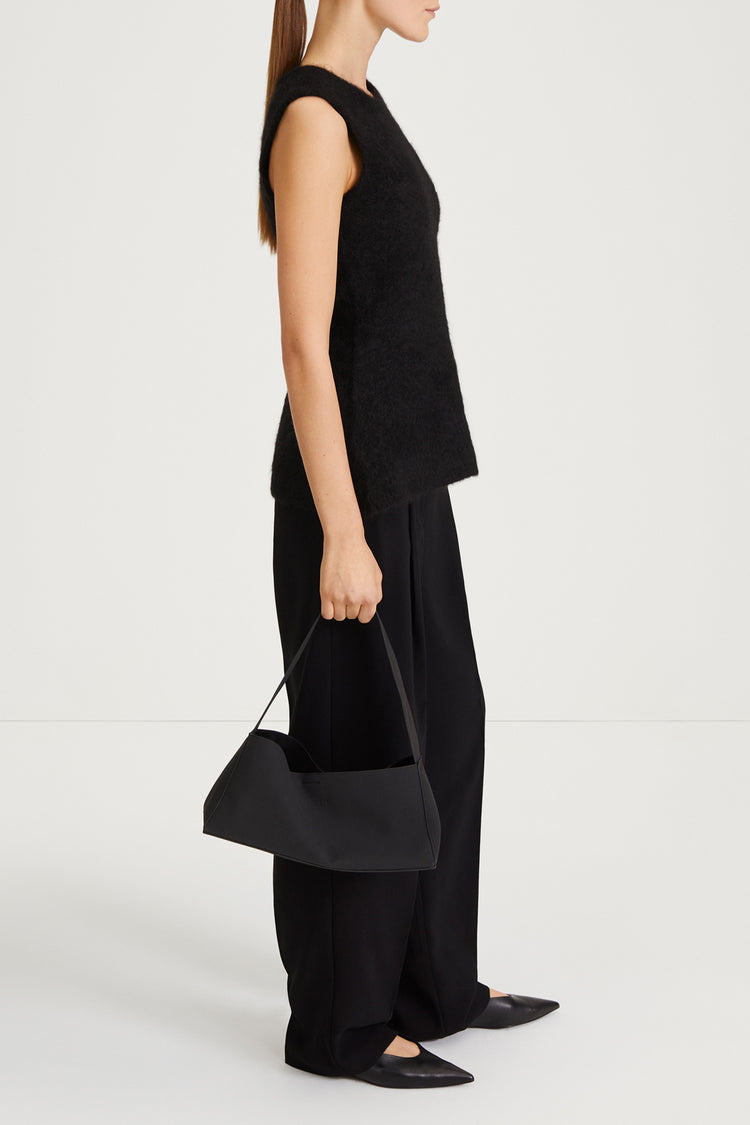 black mohair sleeveless flaired top stylein naya side