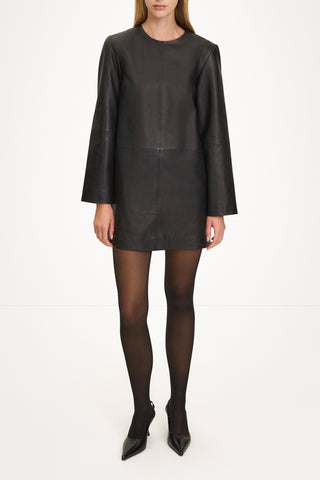 black leather mini dress a-lined stylein valetta model image
