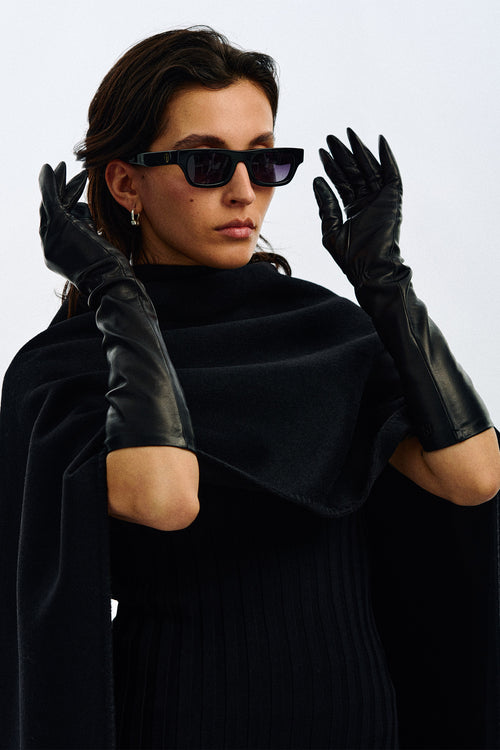 black long leather gloves essentials handsome 
