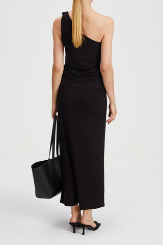 Claudi long skirt jersey subtly flared black stylein back image