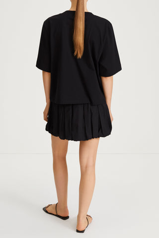 Juzzy skirt mini box pleats voluminous gathered bottom hem black stylein back image