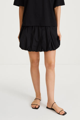 Juzzy skirt mini box pleats voluminous gathered bottom hem black stylein front image