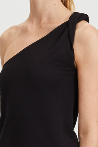 Cassino top jersey straight fitted one shoulder twisted detail black stylein detail image