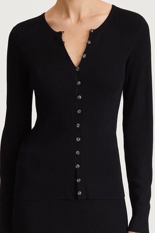 black rib knit cardigan fitted stylein paloma detail