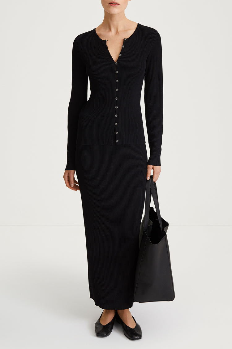 black rib knit cardigan fitted stylein paloma