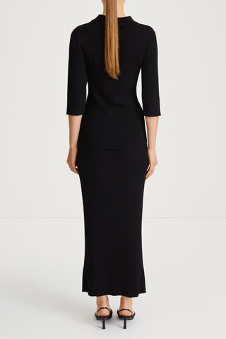 black rib knit slim fitted stylein priceton back