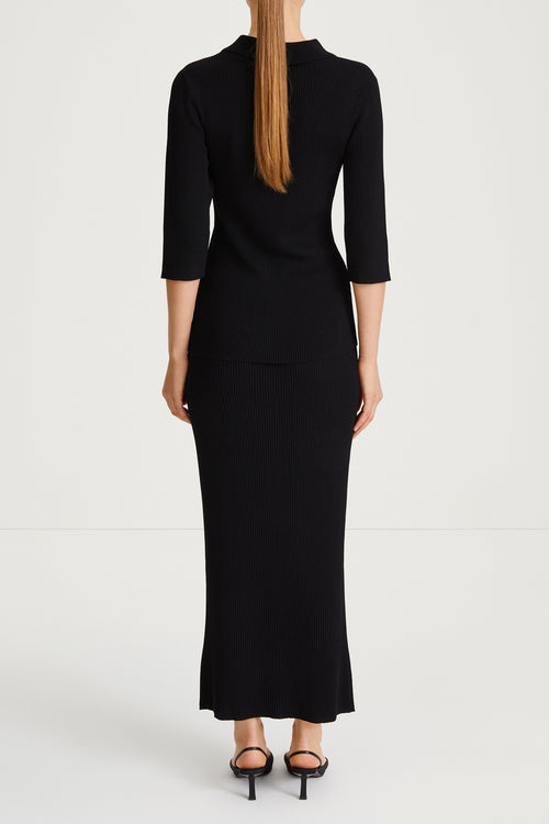 black rib knit slim fitted stylein priceton back