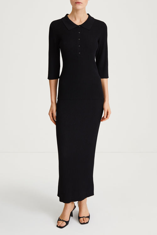 black rib knit slim fitted stylein priceton front