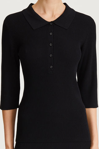 black rib knit slim fitted stylein priceton detail