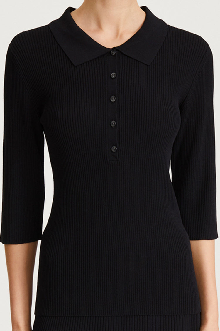 black rib knit slim fitted stylein priceton detail