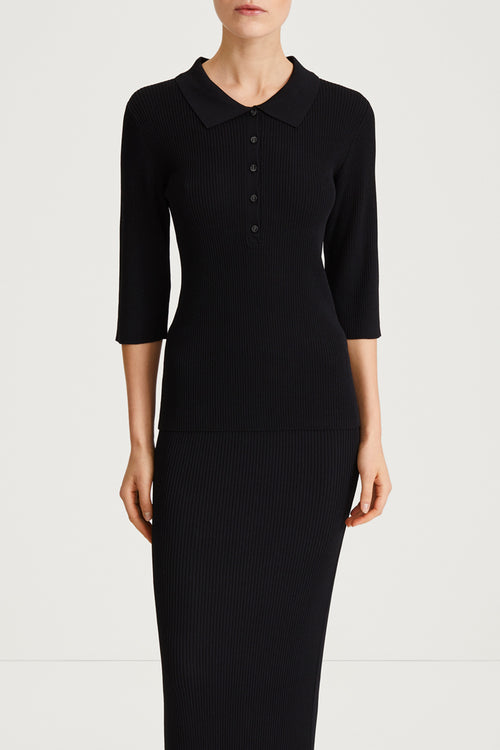 black rib knit slim fitted stylein priceton detail