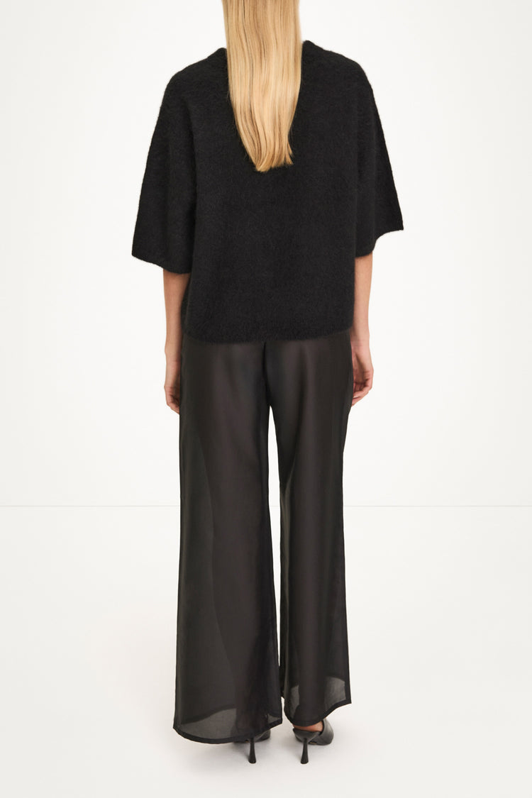 black short sleeve knit mohair stylein nemy model image back