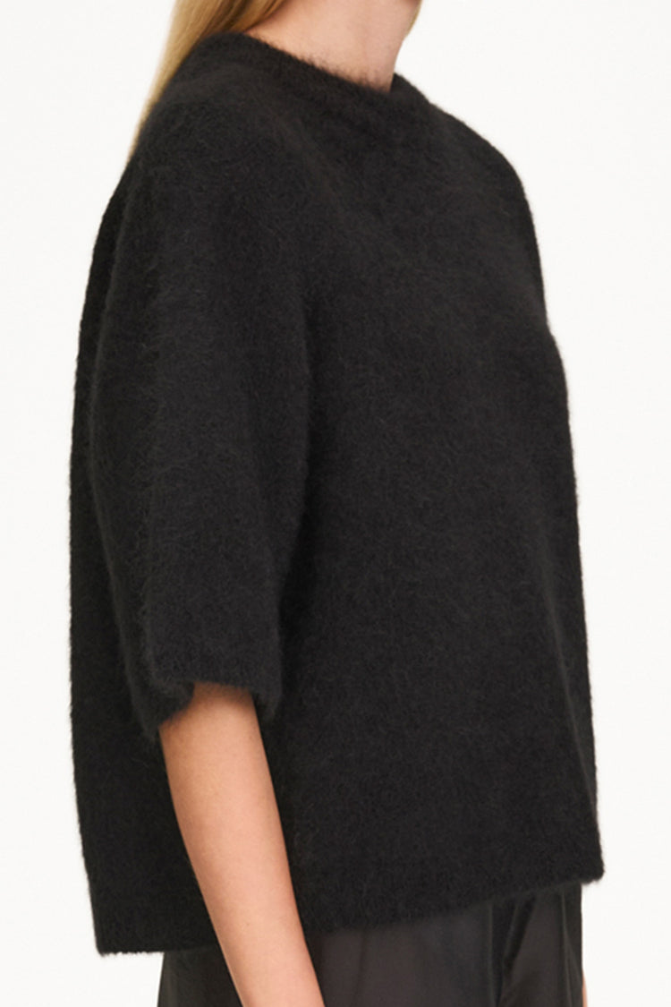 black short sleeve knit mohair stylein nemy detail
