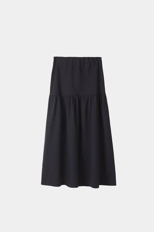 Mirella skirt ankle length flowing shape seersucker black stylein packshot