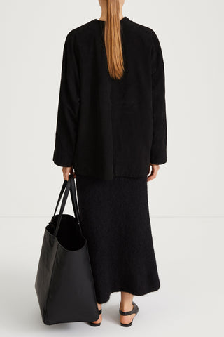 black suede jacket stylein vana back