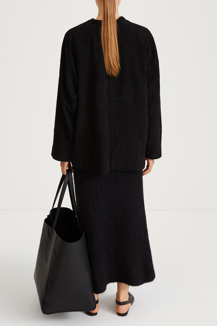 black suede jacket stylein vana back