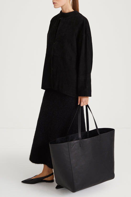 black suede jacket stylein vana side