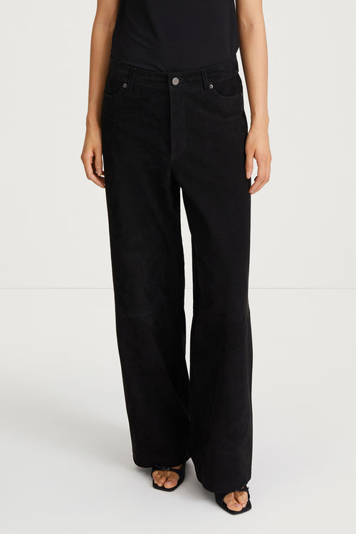 suede trousers black stylein victory close up