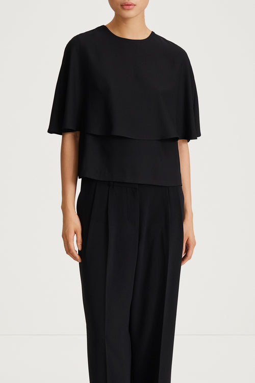 black top cape crepe stylein miri close up