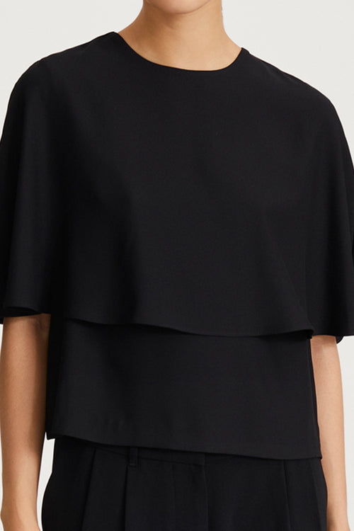 black top cape crepe stylein miri detail