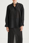 Black transparent shirt stylein briza front close up model image