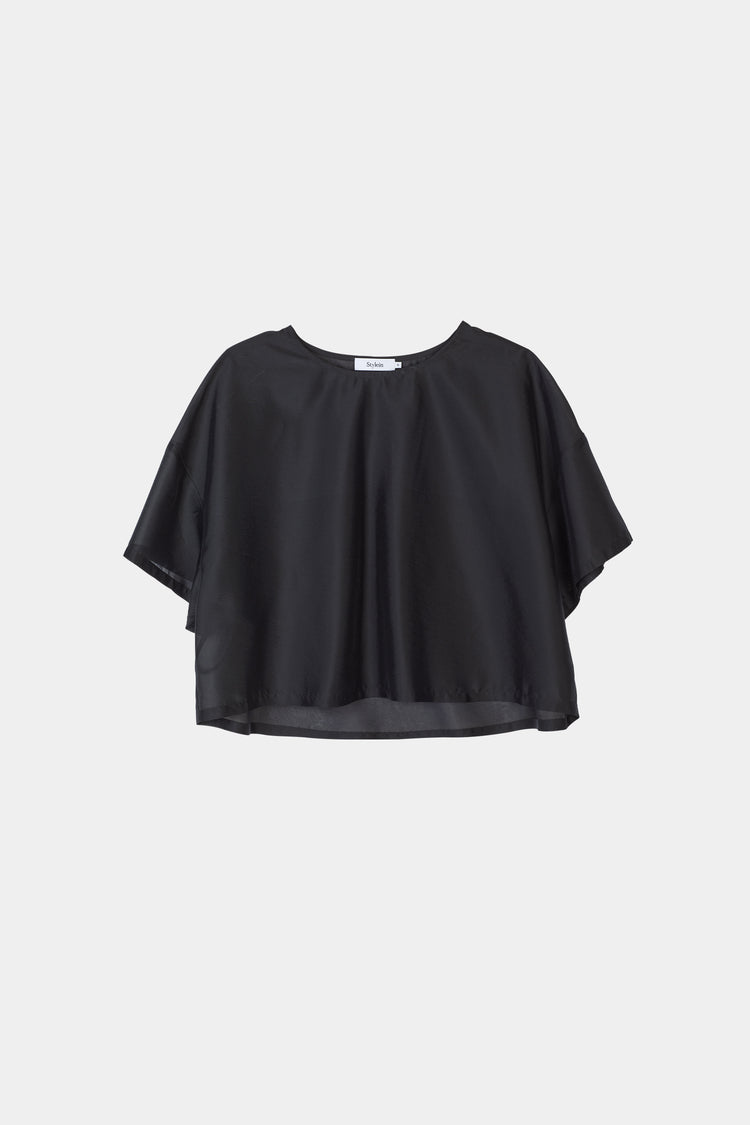 Berra top sheer cropped loose fitting black stylein packshot