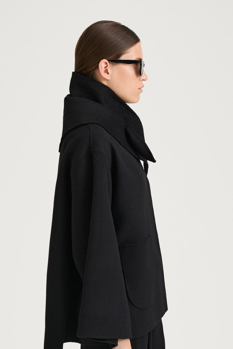 triangle wool scarf stylein trinity black side