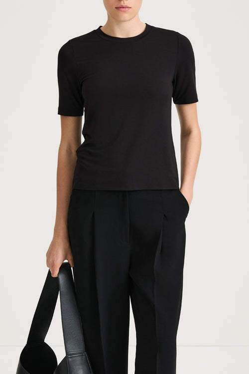 black tshirt jersey stylein chambers close up