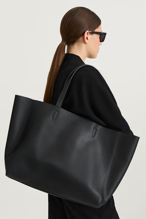 black vegan leather totebag stylein yacht classic