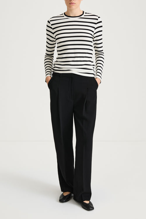 black white striped jersey long sleeve top stylein classics canvey front