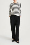 black white striped jersey long sleeve top stylein classics canvey front