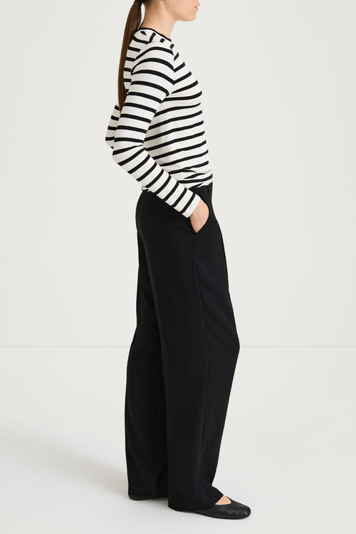 black white striped jersey long sleeve top stylein classics canvey side