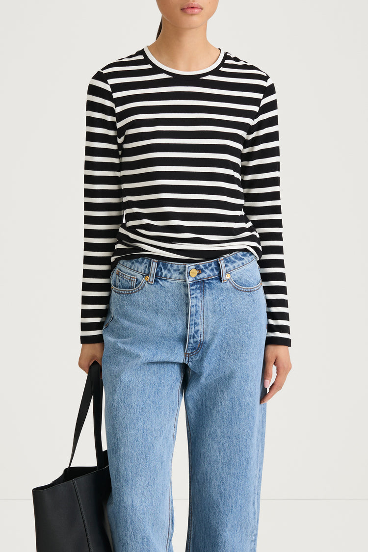 black white striped jersey longsleeve top stylein canvey close-up