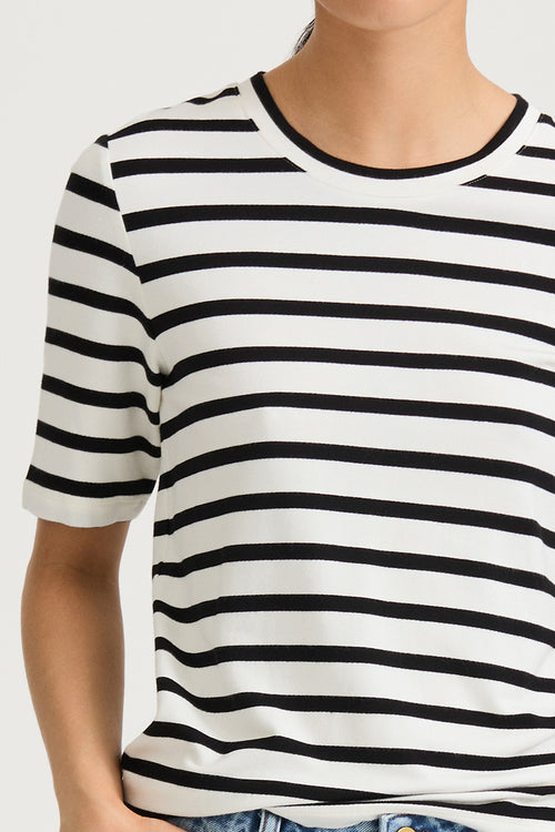 black white striped jersey t shirt stylein chambers detail