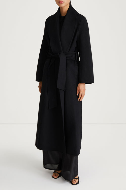 black wool coat long stylein thiene front