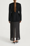 Black wool jacket cinched waist stylein tyra back model image