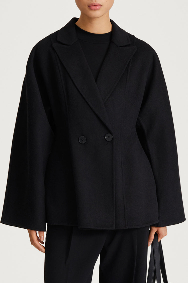 black wool jacket fitted stylein tanaro detail